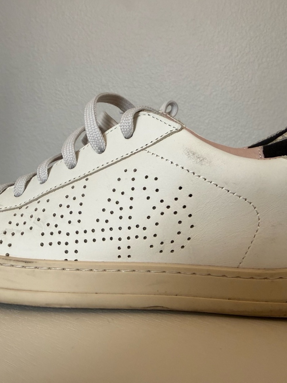 P448 White Leather Sneakers with Cream Sole